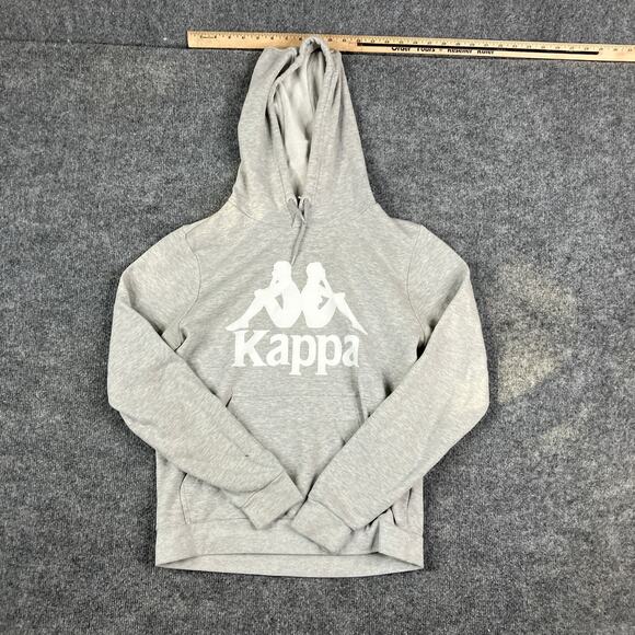 Kappa Hoodie Mens Small Gray Pullover Big Logo Streetwear Athletic Sweatshirt - Picture 1 of 8